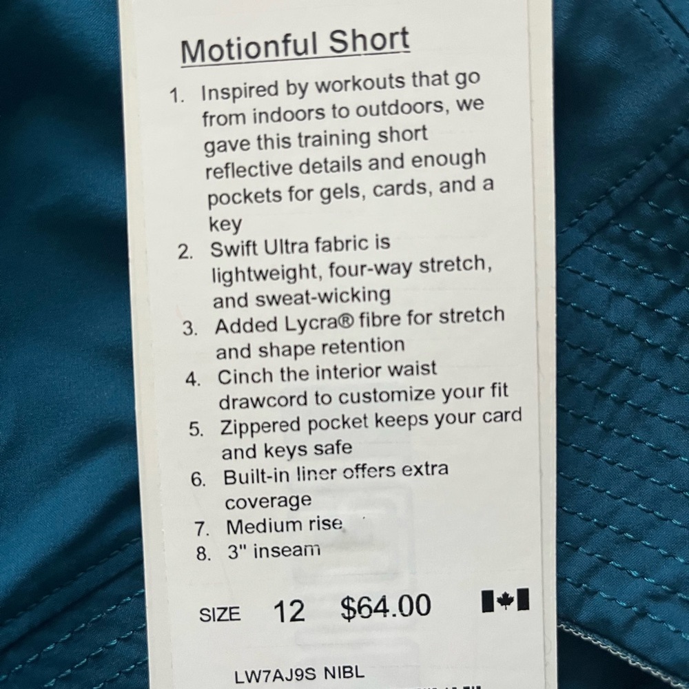 Lululemon Motionful Nile Blue Training Shorts